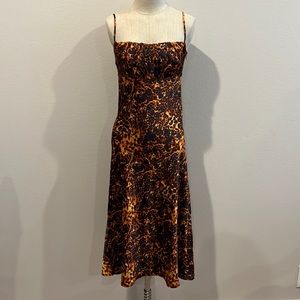 Leopard Satin Midi Dress